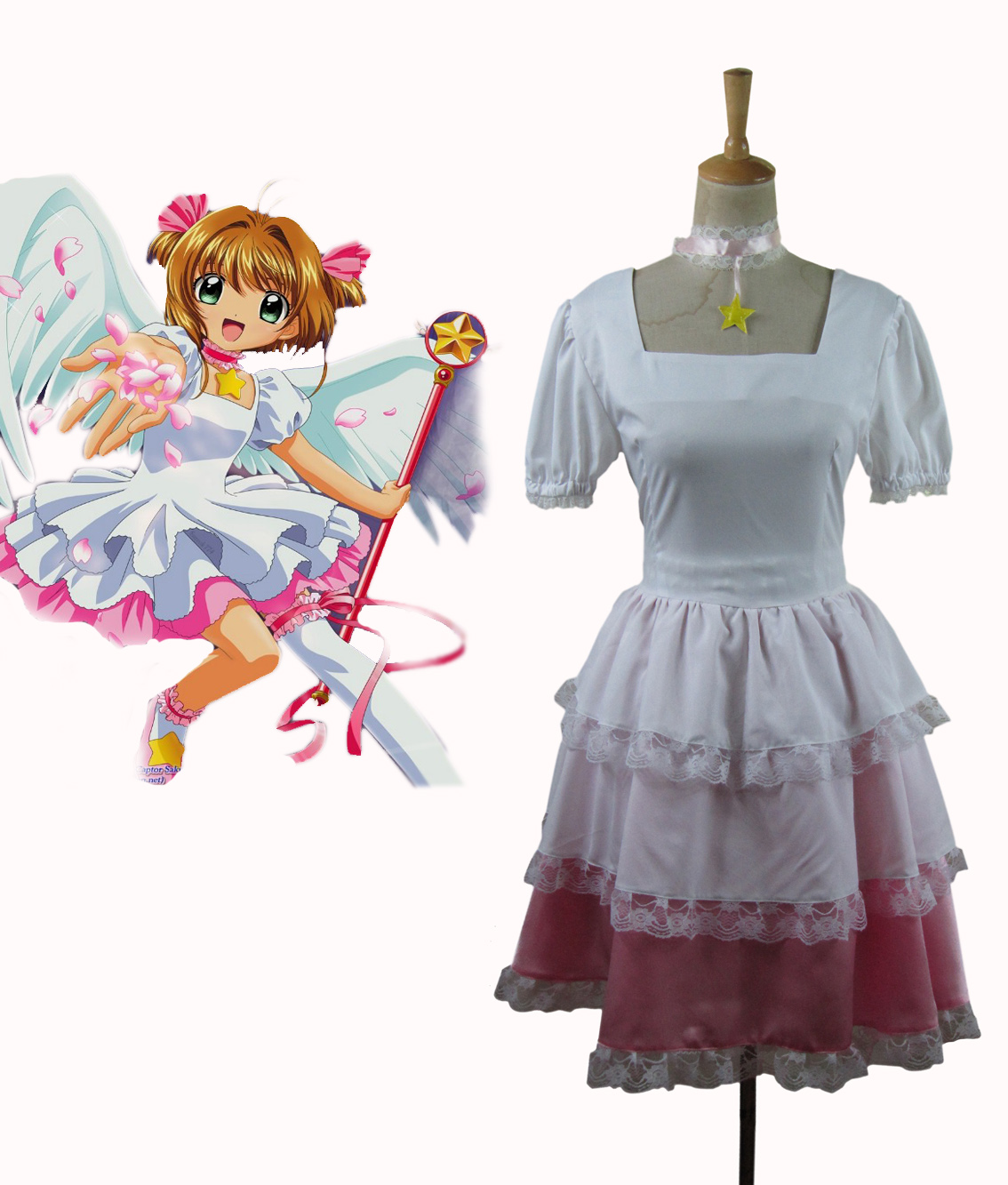 Cardcaptor Sakura Kinomoto Sakura White Lolita Cosplay Costume